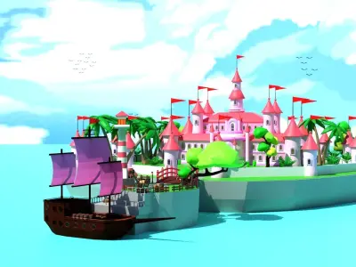 Sea Castle Environment 3D model