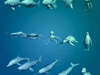 LowPoly Sea Animals Pack V2 Low-poly 3D model