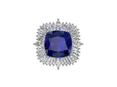 Cushion Solitaire Art deco Ring 3D print model 10