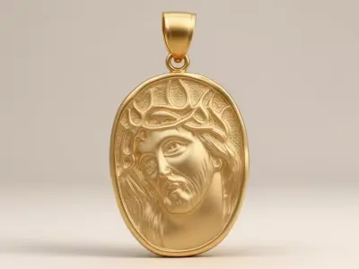 Vintage handmade look Jesus pendant 3D print model