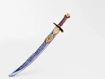 Engraved Ceremonial Sword with Golden Accents 3D model