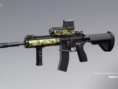 M4A1 SOPMOD Rifle with EOTech G33 Combo Free low-poly 3D model
