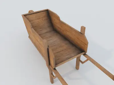 Wooden Barrow LP PBR  Low-poly 3D model