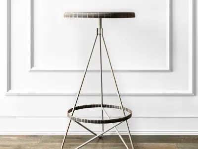 Bar chair industrial vintage brass iron swivel bar stool 3D model