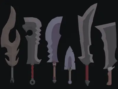 Cartoon Fantasy Swords Polygonal Style Low-poly 3D model