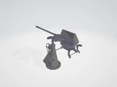 GERMAN AA GUN SINGLE WW2 Low-poly 3D model