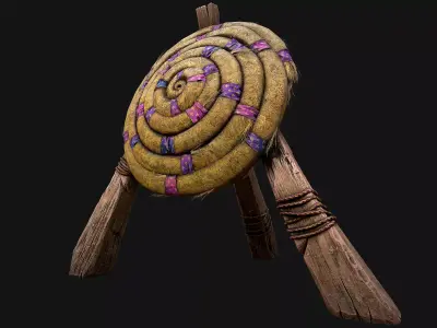 Medieval Wooden Straw Dummy for Training  Fair Castle Props Low-poly 3D model