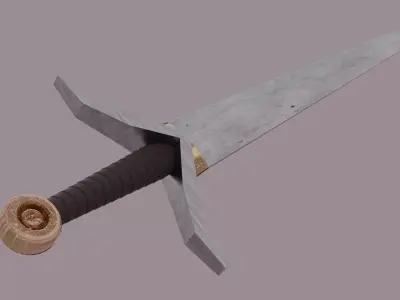 Medieval Realistic Steel Sword Weapon Gold n Steel PBR  Free 3D model