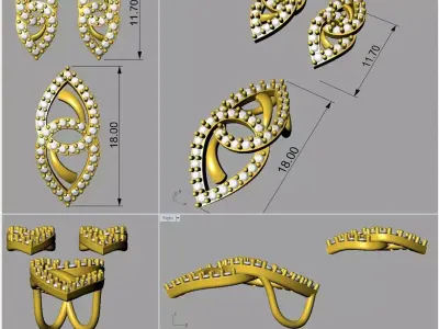 Small and steady earrings and pendent set 3D print model