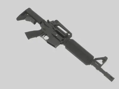 M4 Commando Detailed Low-Poly Low-poly 3D model