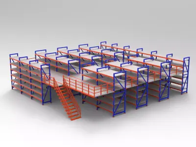 Mild Steel Ware House Rack 3D model