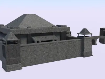 Low Poly Detailed Middle Age Medieval Castle for Strategy Games Low-poly 3D model