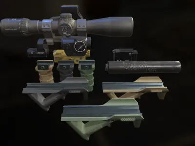 Weapon mods pack Low-poly 3D model