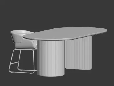 Dining Set conference table and chair 3D model
