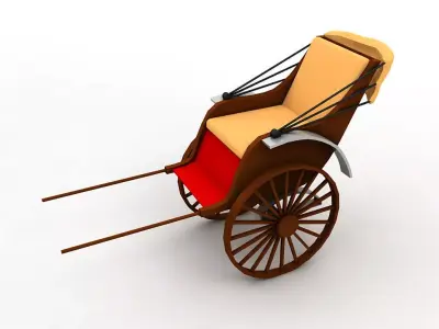 Walking Rickshaw Low-poly 3D model