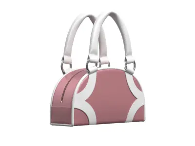 Pink Leather Half moon Tote Bag 3D model
