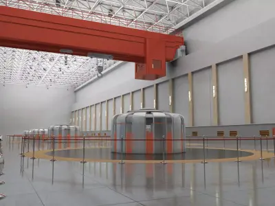 Hydropower Plant Turbine Hall   Power Generation Facility 3D model