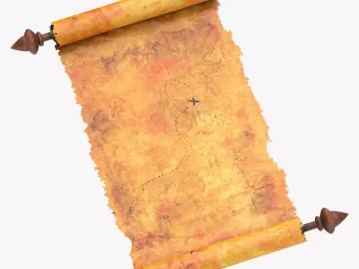 Scroll Open With Pirate Map 01 1 3D model