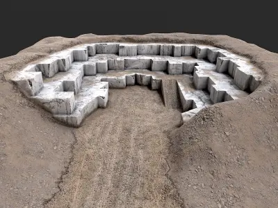Marble Quarry Openpit Mine Excavation Low-poly 3D model