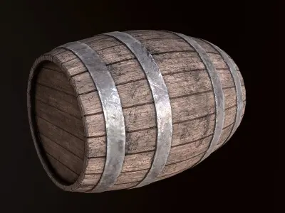 Wine Barrel Cask - PBR Game Ready Low-poly 3D model
