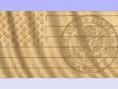 3D Wavy Flag with Army Seal 3D print model