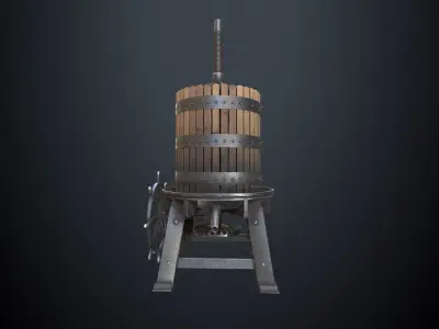 Antique Grape Press Low-poly 3D model