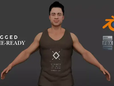 Male Character with Military Inspired Outfit Low-poly 3D model