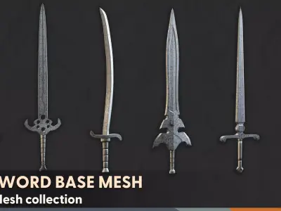 50 SWORD BASE MESH - VOL 01  Low-poly 3D model