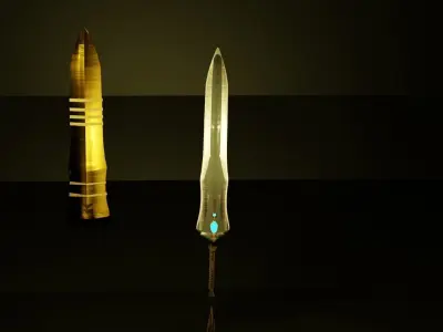 large fantasy sword Low-poly 3D model