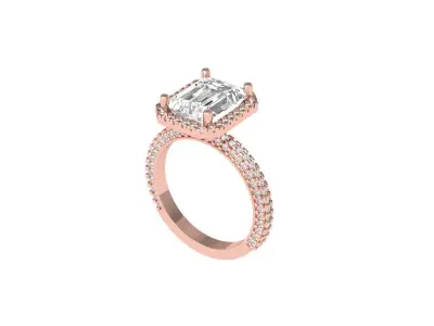 Emerald Side halo Art Deco Ring 3D print model