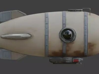 Stylized Chibi Sci-Fi Military Blimp 3d Low-poly 3D model