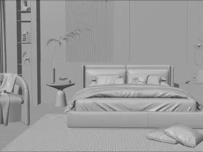 Cozy Bedroom interior scene 3D model shop