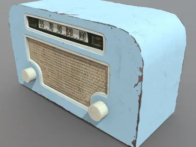 Radio retro Low-poly 3D model