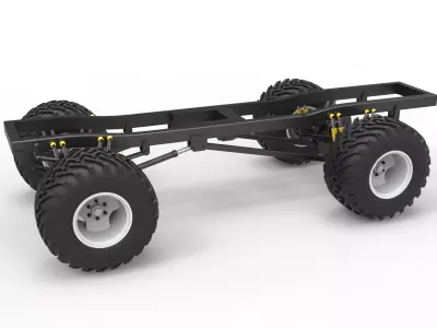 Chassis of vintage monster truck Scale 1 to 25 3D print model