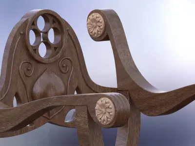 antique chair 3D model 6