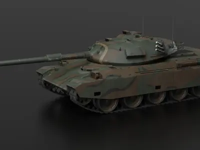 JGSDF Type 74 Main Battle Tank Low-poly 3D model