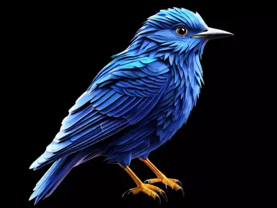 Stylized Blue Bird 3D Model Low-poly 3D model