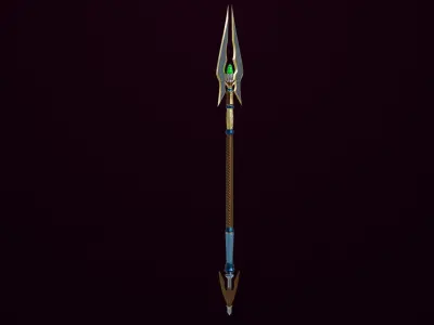  Fantasy Trident 07 All PBR Unity UE Textures Included Low-poly 3D model