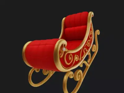 Santa Claus Sleigh Christmas 3D Model 3D model