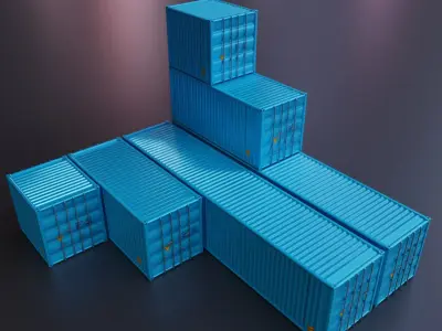 Cargo Container Set Low Poly Low-poly 3D model