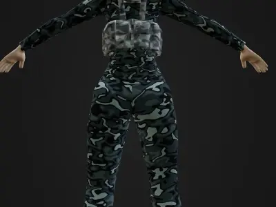 Anime Girl in Camouflage with loadout Free 3D model
