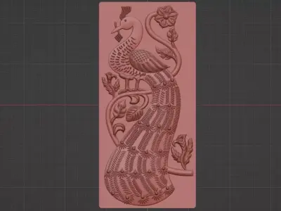 Peacock coin design file Artcam relief for die and cam printing 3D print model