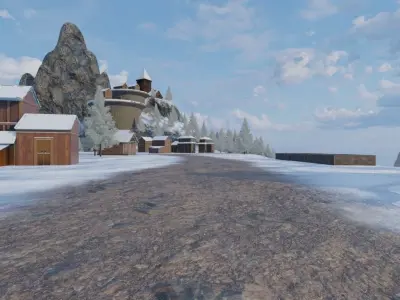 Mountain Village In Winter 3D model