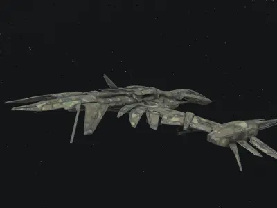 29Frigid-Affection-Fighter spaceship flying in night sky Free 3D model
