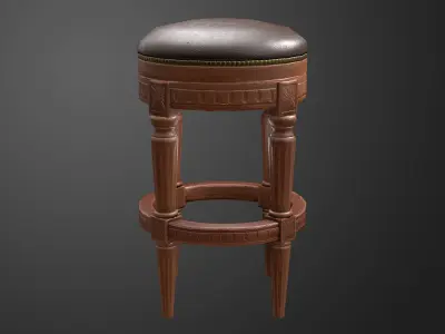 Vintage Stool Low-poly 3D model