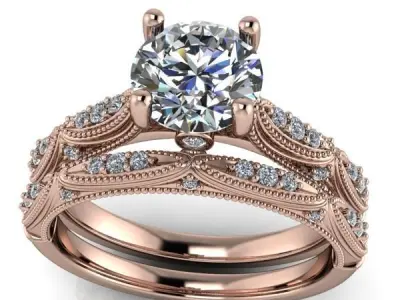 Antique Classic Vintage Milgrain  Engraved Wedding Ring  Jewelry 3D print model