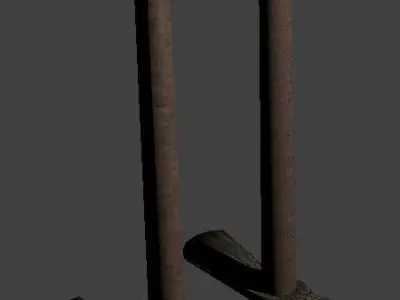 pickaxe pair of wooden shovels Low-poly 3D model