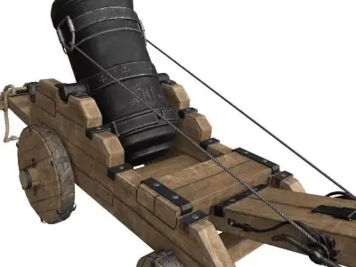 Old Cannon Mortar -Iron Thunder Low-poly 3D model