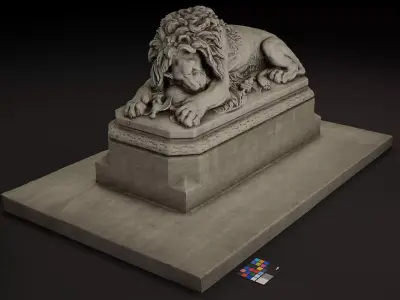 Lion Statue E PBR 4K Free low-poly 3D model