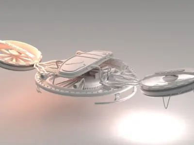 Steampunk Drone Flyboard Low-poly 3D model